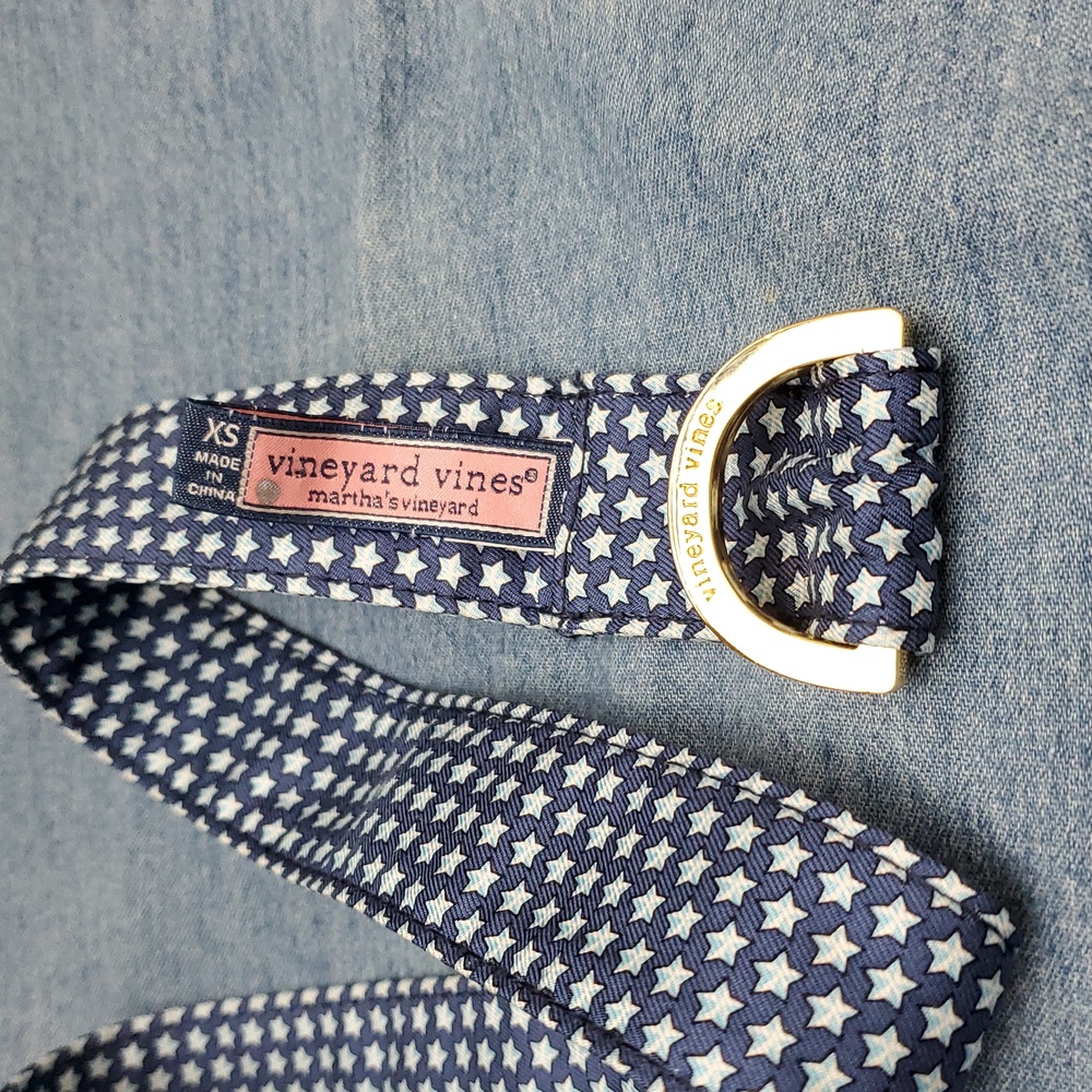Vineyard Vines Blue Stars Fabric Belt Sz XS